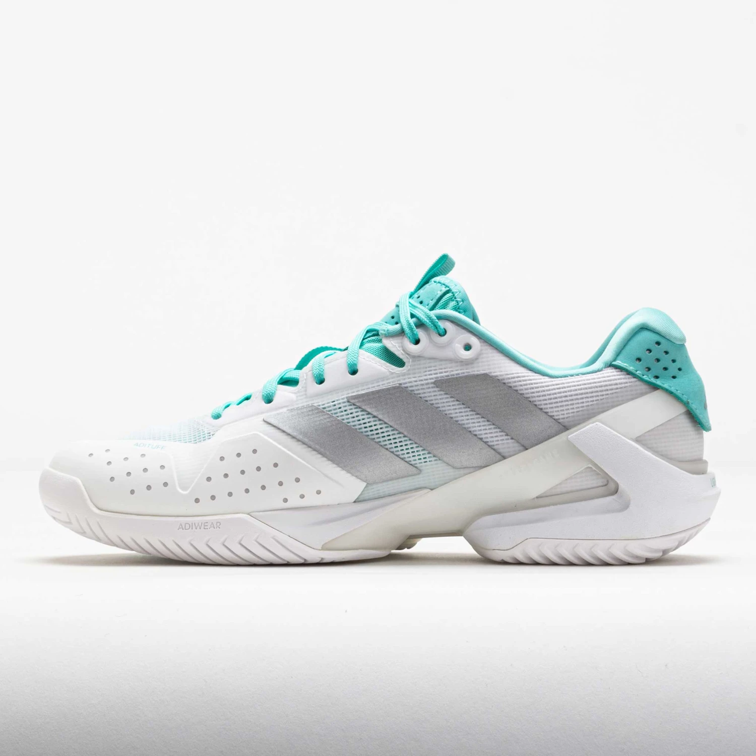 Adidas Adizero Ubersonic 5 Women's White/Silver Metallic/Mint Ton 4 Adidas Adizero Ubersonic 5 Women's White/Silver Metallic/Mint Ton - Image 2