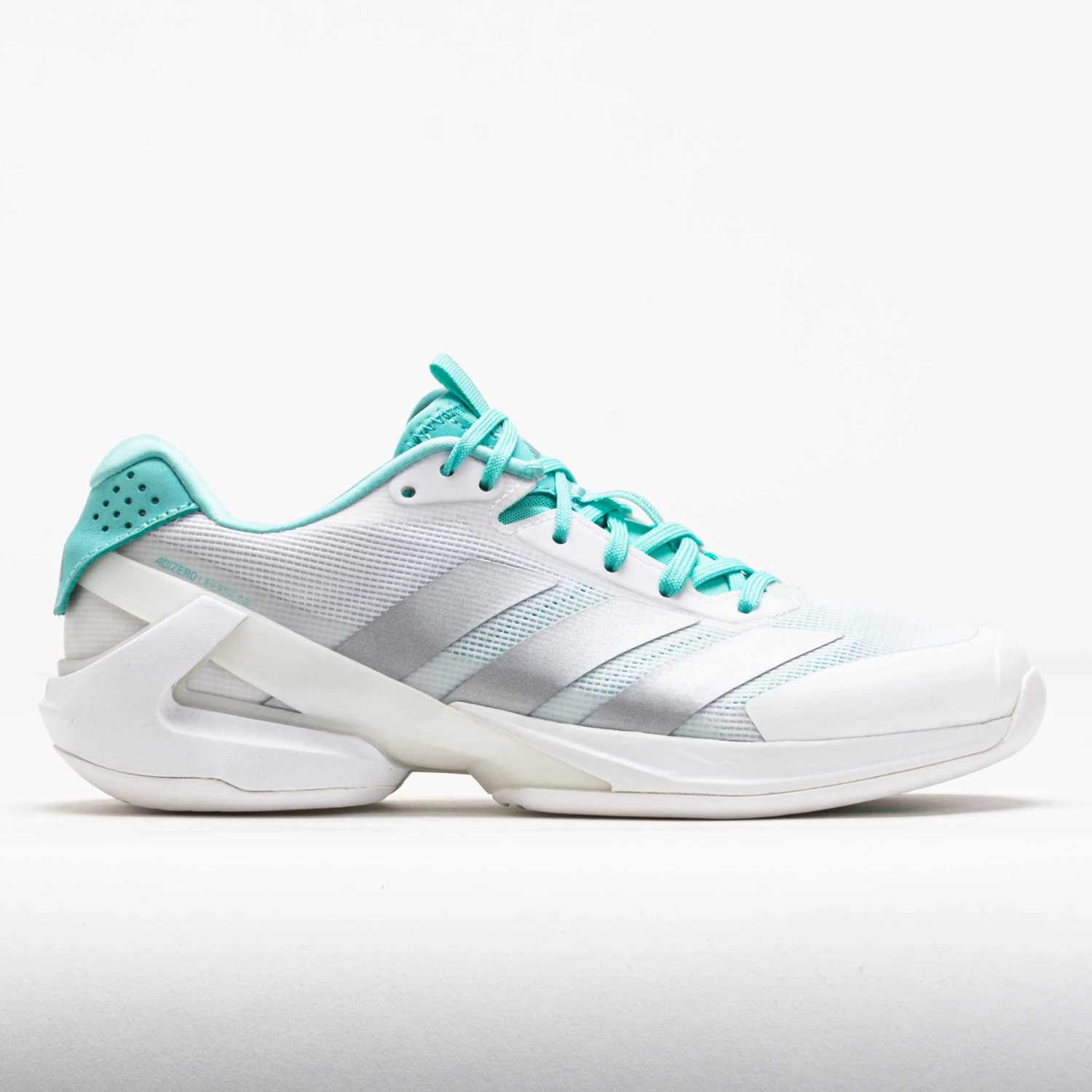 Adidas Adizero Ubersonic 5 Women's White/Silver Metallic/Mint Ton 3 Adidas Adizero Ubersonic 5 Women's White/Silver Metallic/Mint Ton