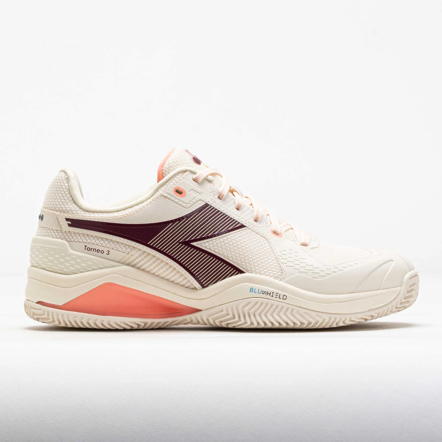 Diadora Blushield Torneo 3 Clay Women's White/Maroon/Desert Flower 3 Diadora Blushield Torneo 3 Clay Women's White/Maroon/Desert Flower