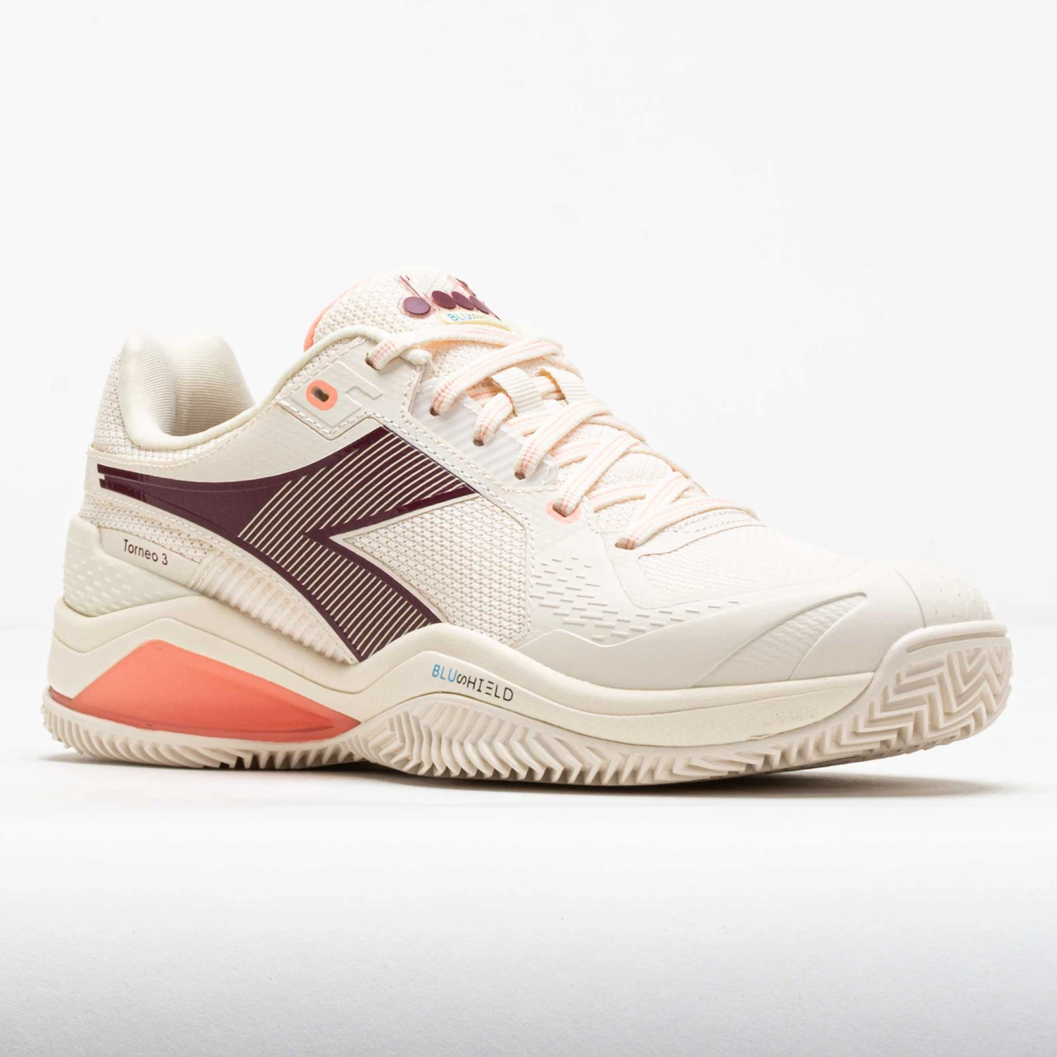 Diadora Blushield Torneo 3 Clay Women's White/Maroon/Desert Flower 7 Diadora Blushield Torneo 3 Clay Women's White/Maroon/Desert Flower - Image 5