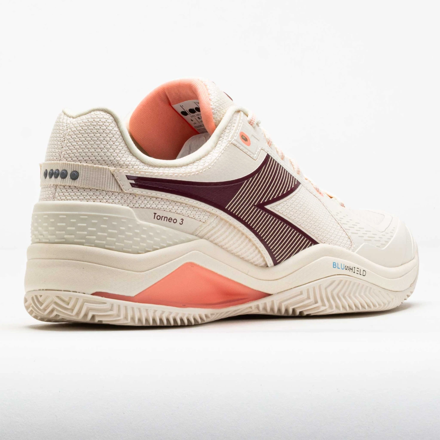 Diadora Blushield Torneo 3 Clay Women's White/Maroon/Desert Flower 8 Diadora Blushield Torneo 3 Clay Women's White/Maroon/Desert Flower - Image 6