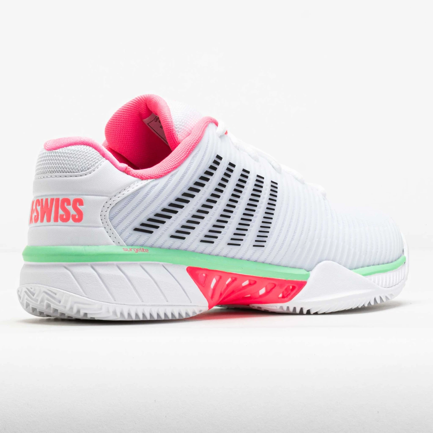K-Swiss Hypercourt Express 2 Clay Women's White/Neon Pastel Pink/Black 8 K-Swiss Hypercourt Express 2 Clay Women's White/Neon Pastel Pink/Black - Image 6